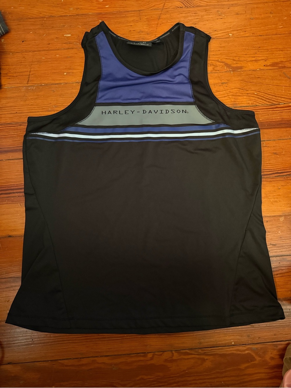 Harley-Davidson Black & Navy Athletic Tank with Reflective Stripe